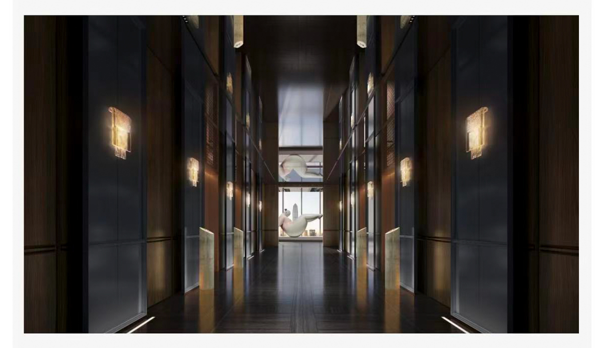 独立垂直交通系统:配备四部日立进口穿梭梯:直抵56层天际空间与写字楼办公区域电梯分离:尽显隐秘尊贵